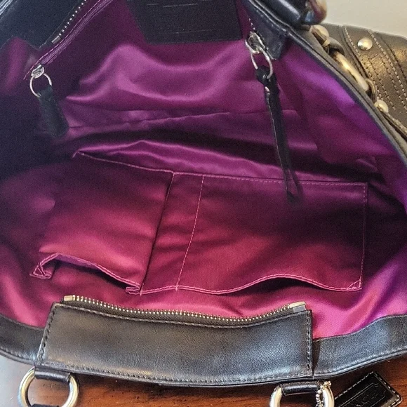 Coach Carly Black Leather Carryall Satchel Bag Tote Shoulder Bag J0878-13236